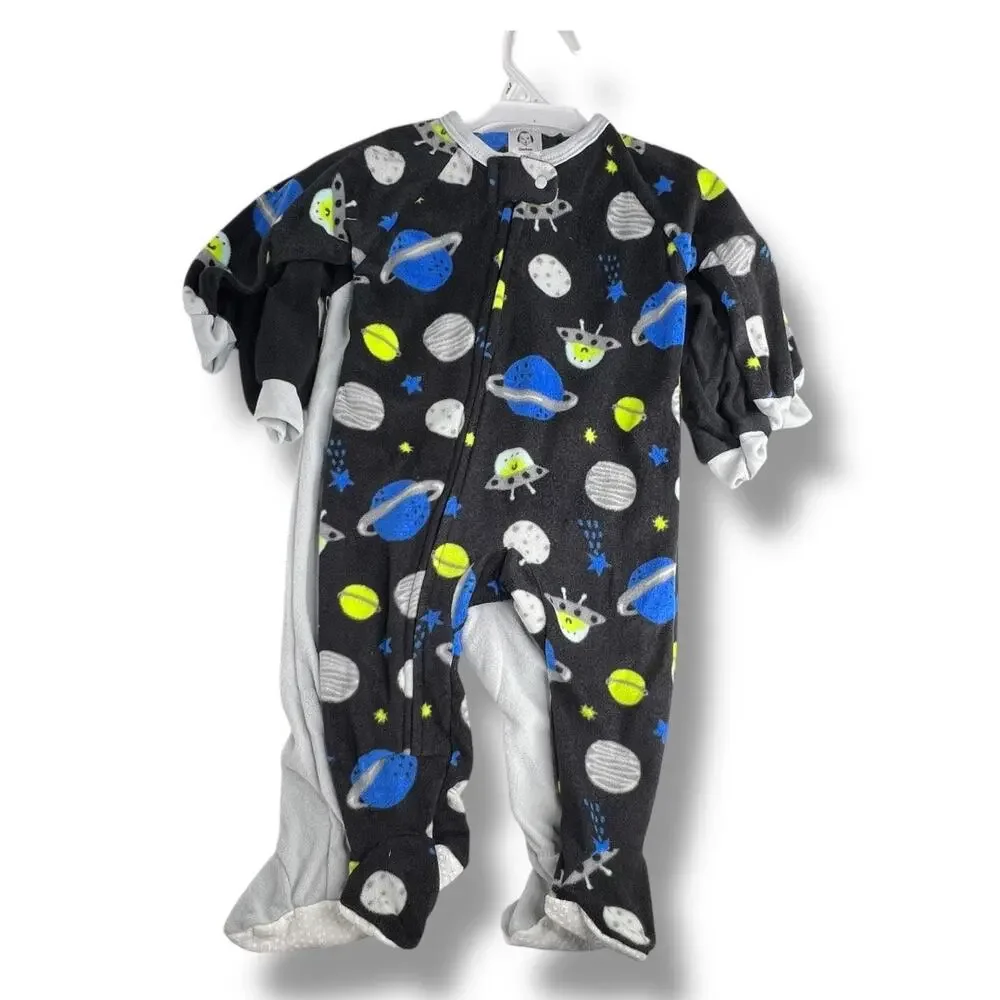 NWT Baby 2 Pack Gerber Alien Fleece Sleep Pajamas with Padded Feet